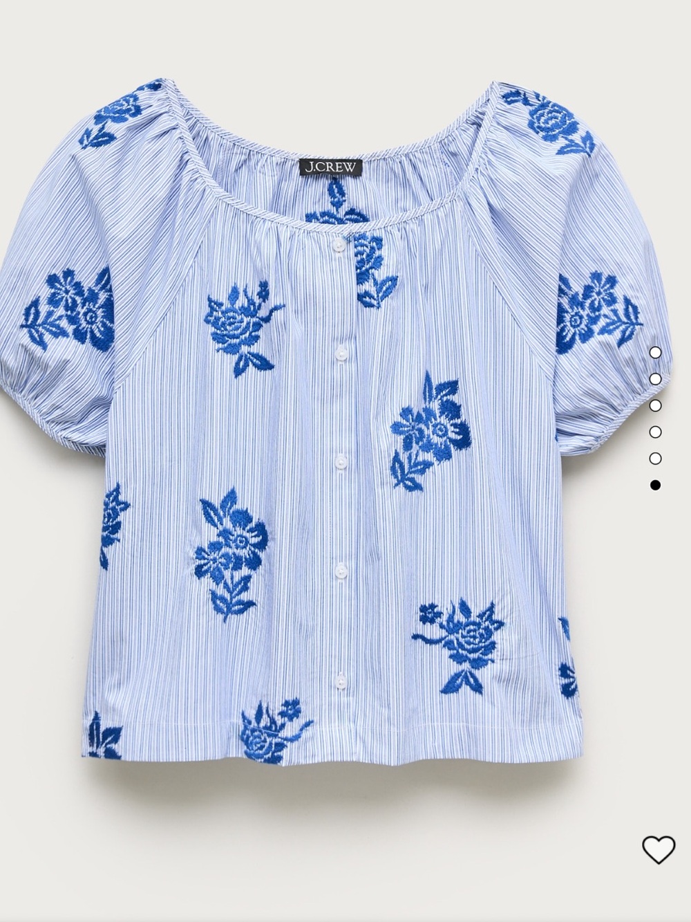 J Crew Puff Sleeve Button Up Top in Floral Stripe